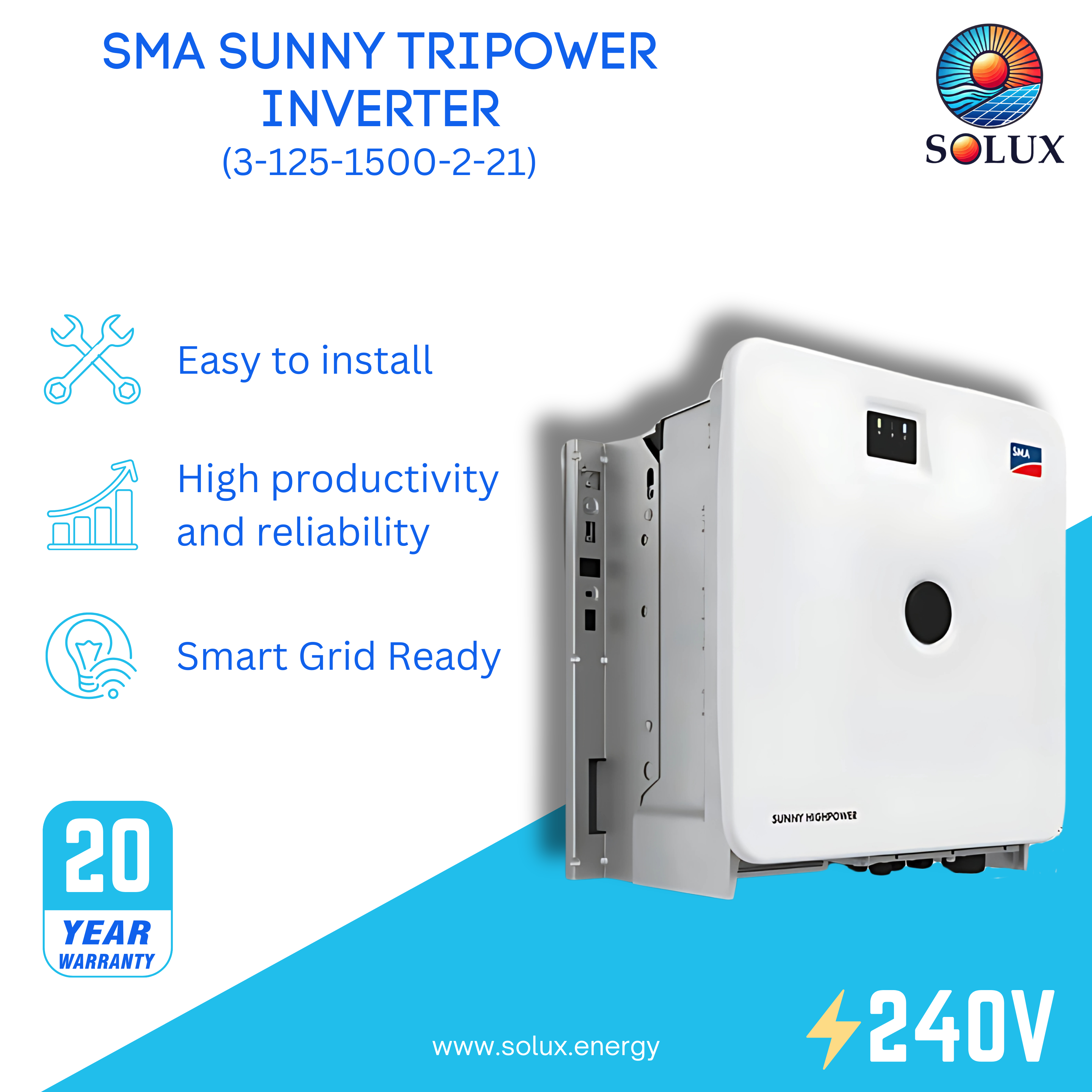 This is an image of SMA Sunny Tripower 3.0-125kW-US-41 125kW Commercial Inverter